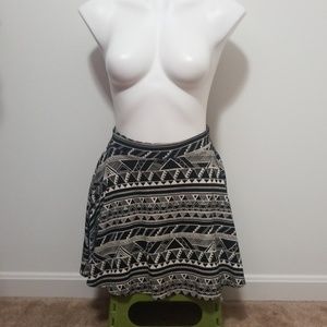 VS PINK Black Geometric Print Flare A-Line Skirt